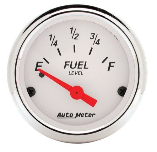 AutoMeter AU1318 Arctic White Fuel Level Gauge 2-1/16" Short Sweep Elec Gm 0 OHMS Empty/30 OHMS Full