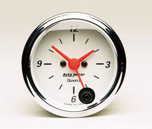 AutoMeter AU1385 Arctic White 2-1/16" Elec Clock Quartz Movement