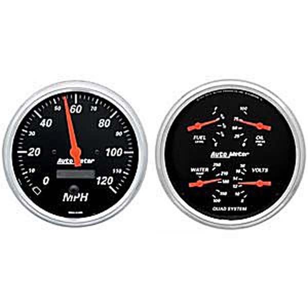 AutoMeter AU1403 Designer Black Speedo & Combo Fuel Water Temp Oil Volts Gauge