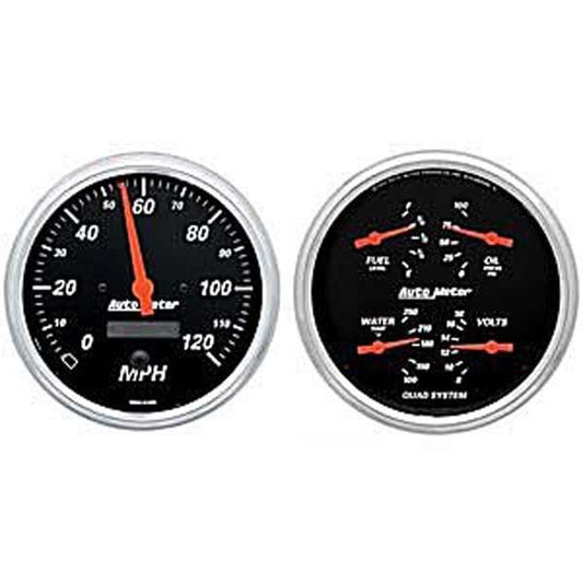 AutoMeter AU1403 Designer Black Speedo & Combo Fuel Water Temp Oil Volts Gauge