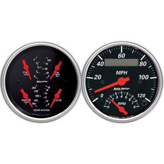 AutoMeter AU1409 Designer Black Speedometer & Quad Gauge Set