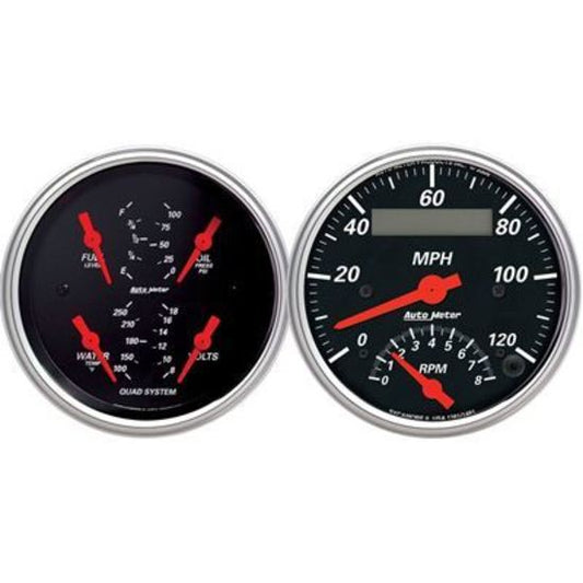 AutoMeter AU1409 Designer Black Speedometer & Quad Gauge Set