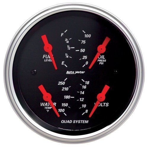 AutoMeter AU1412 Designer Black 3-3/8" Quad Gauge Water Temp Fuel Oil Press Volt