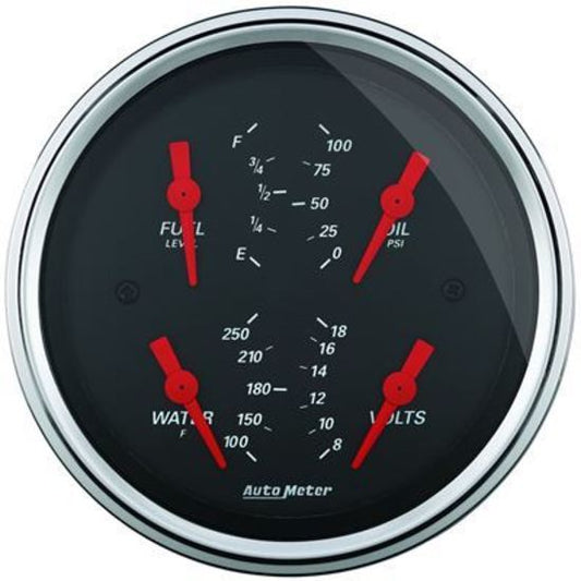 AutoMeter AU1414 Gauges Designer Black Fuel Level Oil Pressure Voltmeter Water Temperature 3-3/8" Analog Elecal