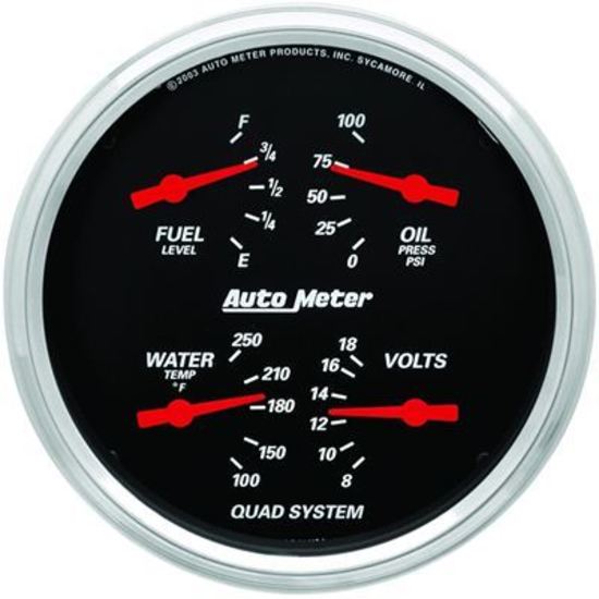 AutoMeter AU1419 Designer Black Quad Gauge 5"" Fuel Oil Water Voltmeters