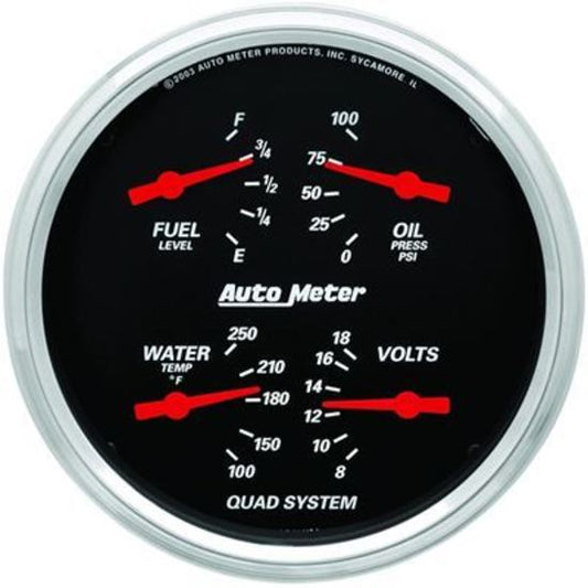 AutoMeter AU1419 Designer Black Quad Gauge 5"" Fuel Oil Water Voltmeters