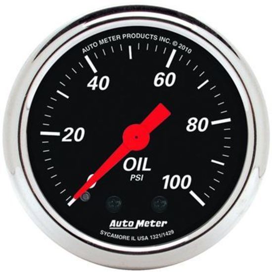 AutoMeter AU1429 Gauge Designer Black Oil Pressure 0-100 PSI 2-1/16" Analog Mech