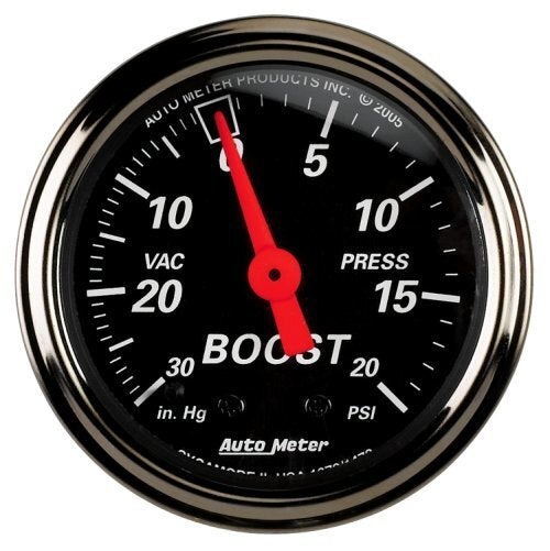AutoMeter AU1472 Designer Black Boost/Vacuum Gauge 2-1/16" Elec 30 In. Hg-Vac/20 PSI Short Sweep