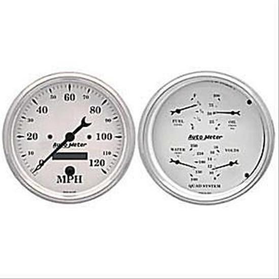 AutoMeter 1603 2 PC. GAUGE KIT, 5" QUAD & SPEEDOMETER, 240-33 Ohm, OLD TYME WHITE