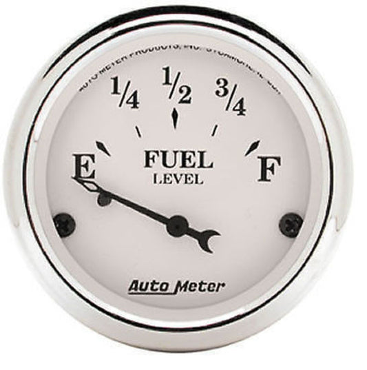 AutoMeter AU1605 Old Tyme White 2-1/16" Elec Fuel Level Gauge 73 /8-12 OHMS