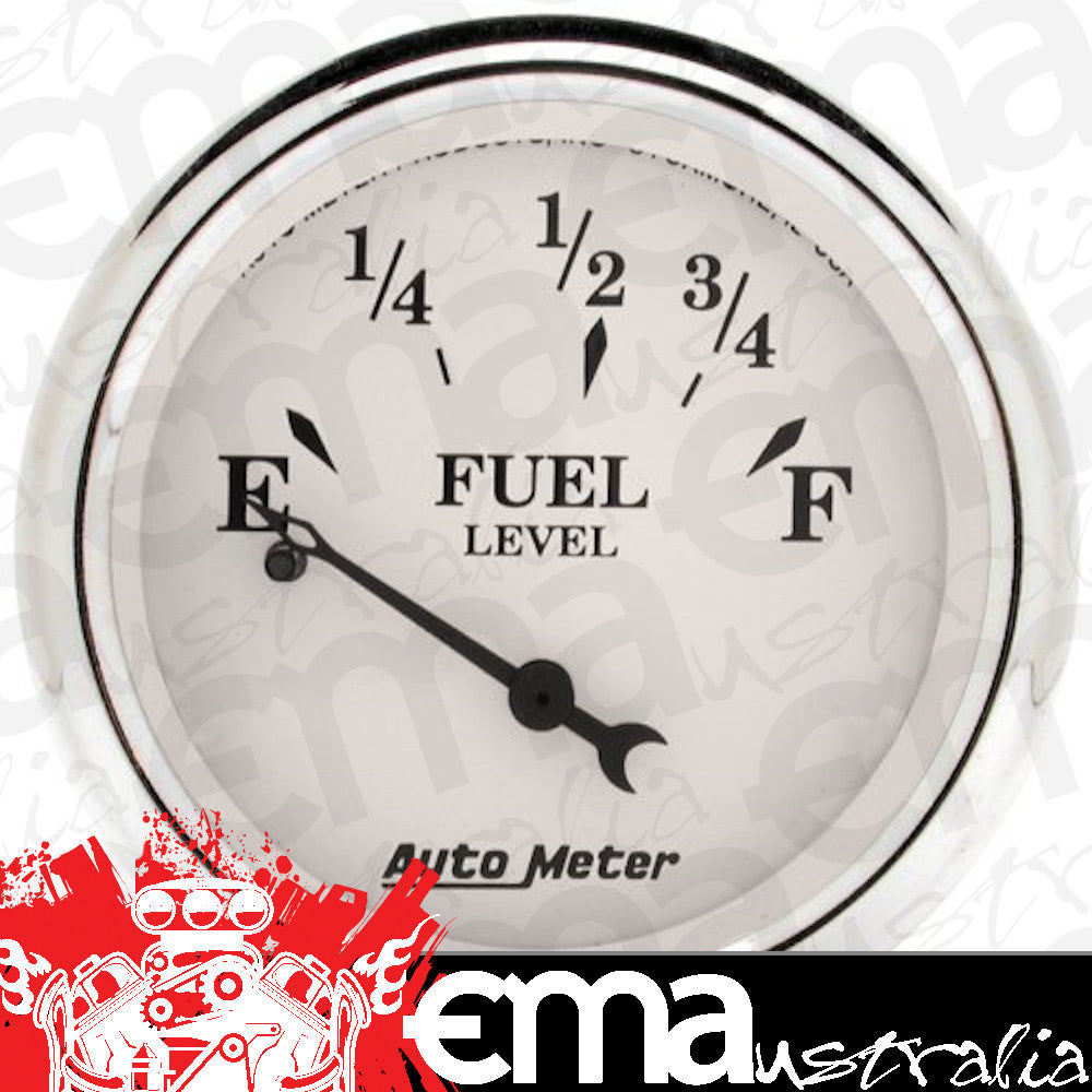 AutoMeter AU1607 Old Tyme White Fuel Level Gauge 2-1/16" Short Sweep Elec