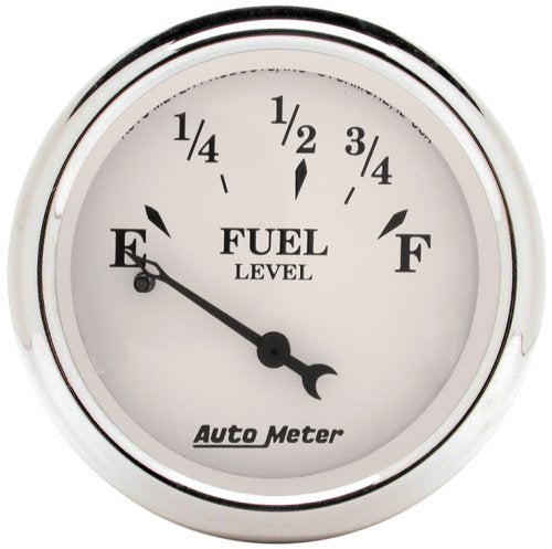 AutoMeter AU1607 Old Tyme White Fuel Level Gauge 2-1/16" Short Sweep Elec