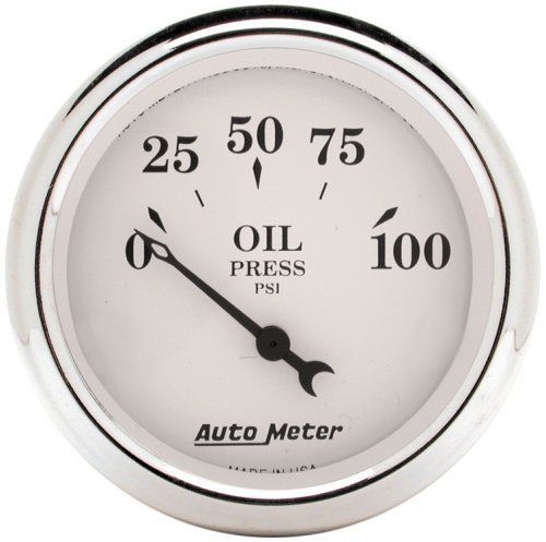 AutoMeter AU1628 Old Tyme White 2-1/16" Mech Oil Pressure Gauge 0-100 PSI