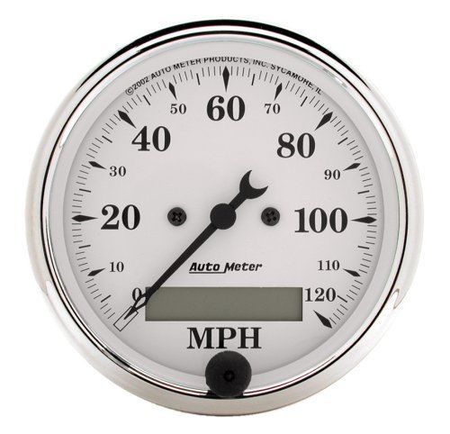 AutoMeter AU1688 Old Tyme White 3-1/8" Elec Programmable In-Dash Speedo 0-120MPH