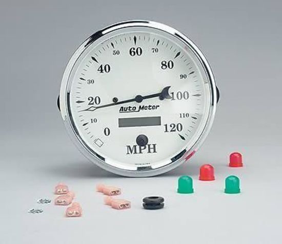 AutoMeter AU1689 Old Tyme White 5" Elecal In-Dash Speedo 0-120MPH