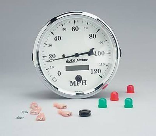 AutoMeter AU1689 Old Tyme White 5" Elecal In-Dash Speedo 0-120MPH