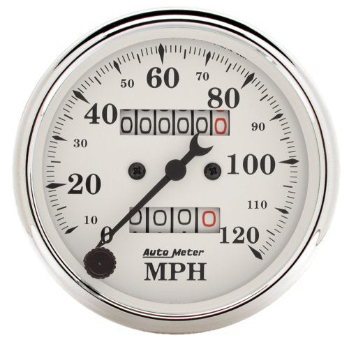 AutoMeter AU1693 Old Tyme White Speedometer 3-1/8" In-Dash Mech 0-120 MPH