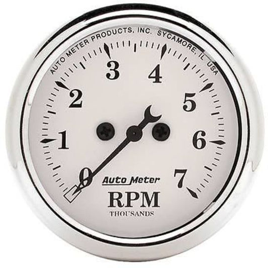AutoMeter AU1694 Old Tyme White 2-1/6" Elec In-Dash Tacho 0-7000 RPM