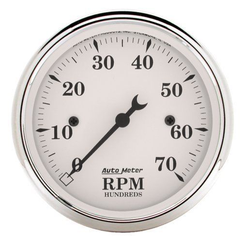 AutoMeter AU1695 Old Tyme White 3-1/8" Elec In-Dash Tacho 0-7000 RPM