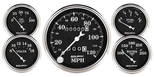 AutoMeter AU1708 Old Tyme Black 5-Piece Gauge Set
