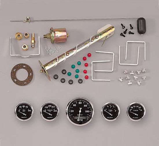AutoMeter AU1709 Old Tyme Black 5 Gauge Kit Speedo Fuel Water Temp Oil Volts