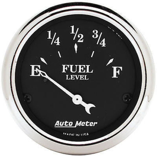 AutoMeter AU1718 Old Tyme Black 2-1/16" Fuel Level Gauge 0 OHMS Empty To 30 OHMS Full