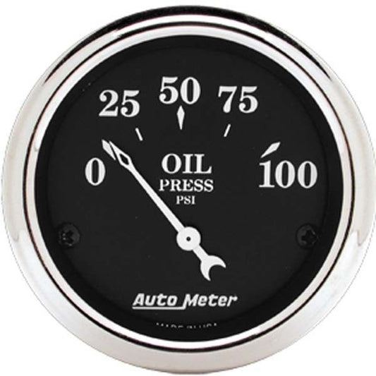 AutoMeter AU1727 Old Tyme Black 2-1/16" Elec Oil Pressure Gauge 0-100 PSI