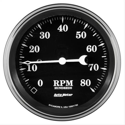 AutoMeter 1790 3-3/8" TACHOMETER, 8K RPM, IN-DASH, OLD TYME BLACK