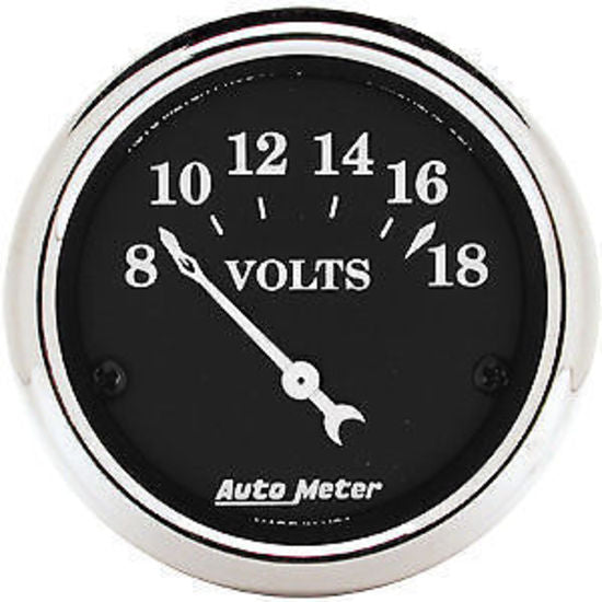 AutoMeter AU1791 Old Tyme Black 2-1/16" Elec Voltmeter 8-18V Chrome/Black