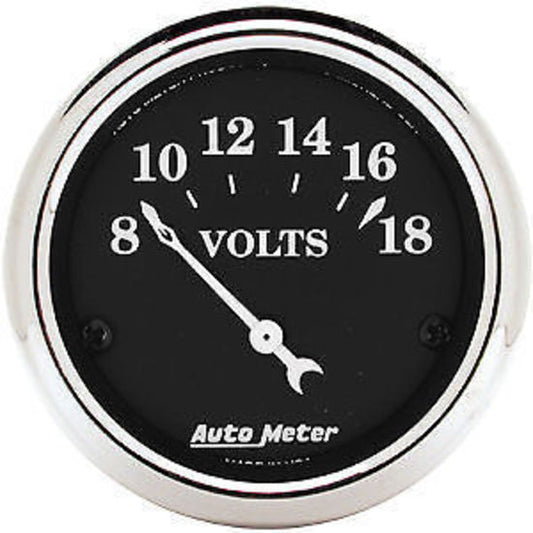 AutoMeter AU1791 Old Tyme Black 2-1/16" Elec Voltmeter 8-18V Chrome/Black