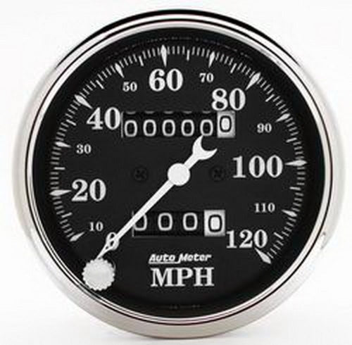 AutoMeter AU1796 Old Tyme Black Speedometer 3-1/8" In-Dash Mech 0-120 MPH