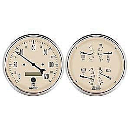 AutoMeter AU1803 Antique Biege 5" Speedo & Combo Fuel Water Temp Oil Volts Gauge