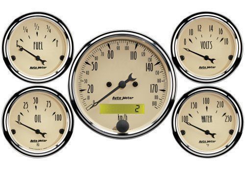 AutoMeter AU1809-M Antique Beige 5 Gauge Kit 3-1/8" Speedo & 2-1/16" Others