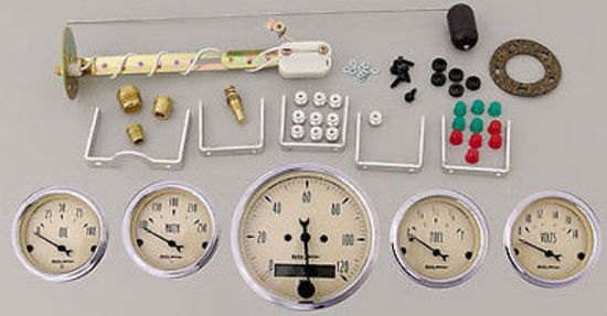 AutoMeter AU1809 Antique Beige Gauge Kit Elec Speedo Fuel Water Temp Oil Volts