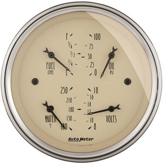 AutoMeter AU1814 Gauges Antique Beige Fuel Level Oil Pressure Voltmeter Water Temperature 3-3/8" Analog Elecal