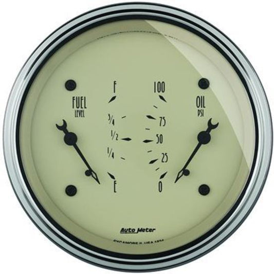 AutoMeter AU1824 Antique Beige Fuel Level Oil Pressure 3-3/8" Analog Elecal Kit