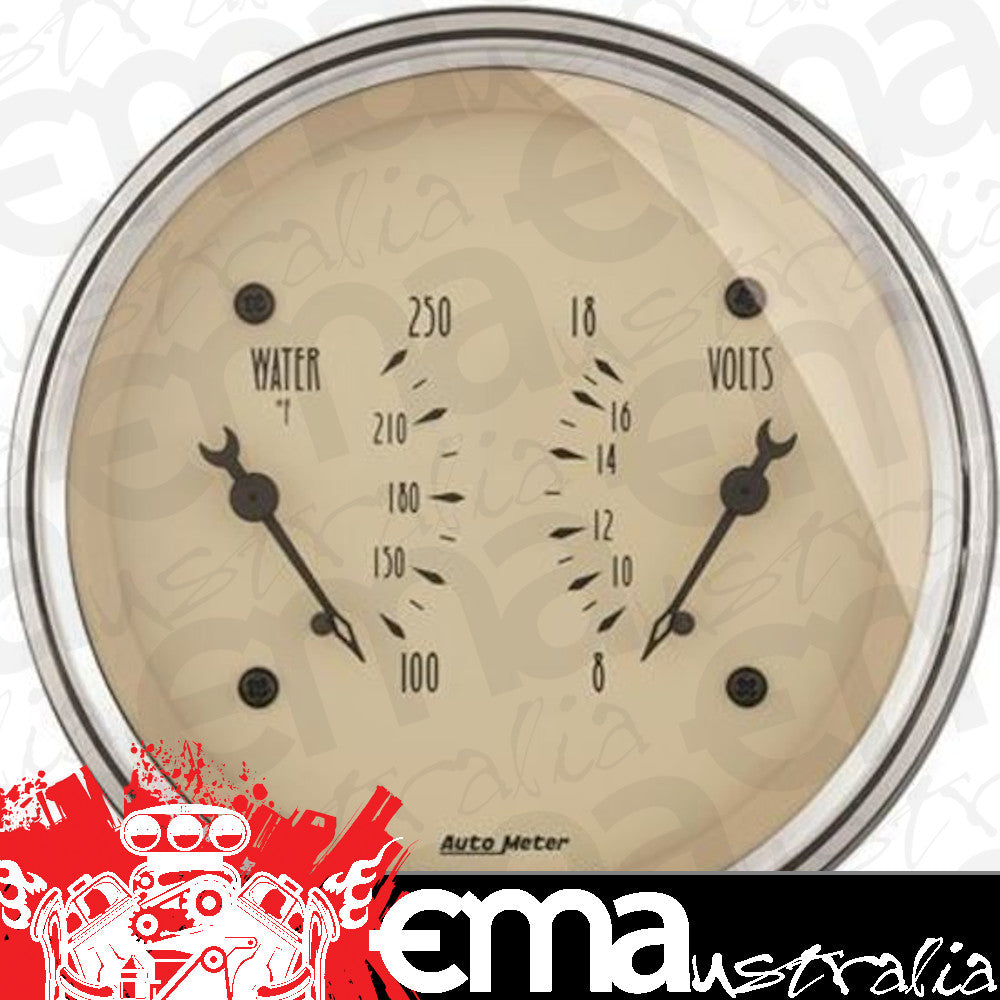 AutoMeter AU1830 Antique Beige Gauge 3-3/8" Dual Gauge Water Temp Voltmeter