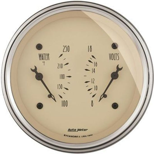 AutoMeter AU1830 Antique Beige Gauge 3-3/8" Dual Gauge Water Temp Voltmeter