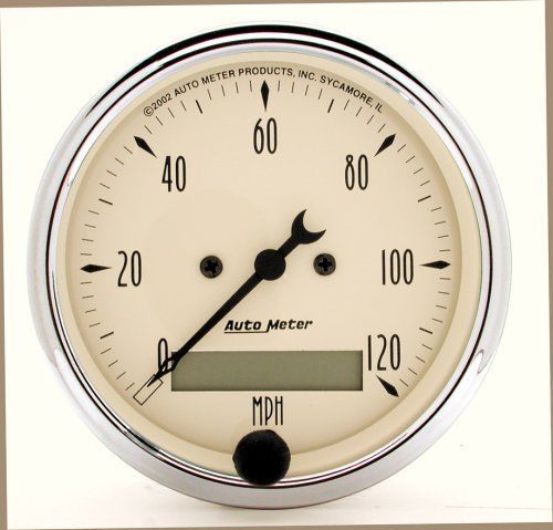 AutoMeter AU1887 Antique Beige 3-1/8" Elec In-Dash Progammable 120MPH Speedo