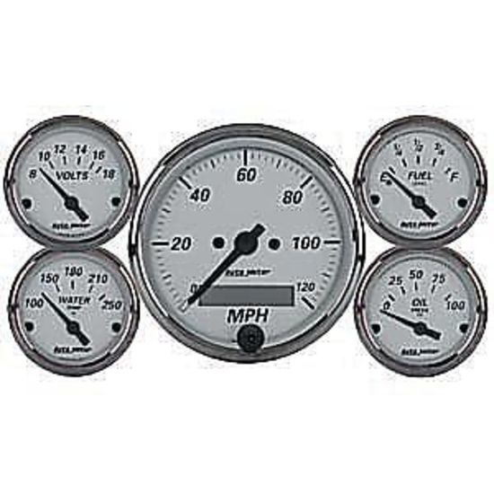 AutoMeter AU1902 American Platinum Gauge Set Elec Speedo Fuel Water Oil Volts