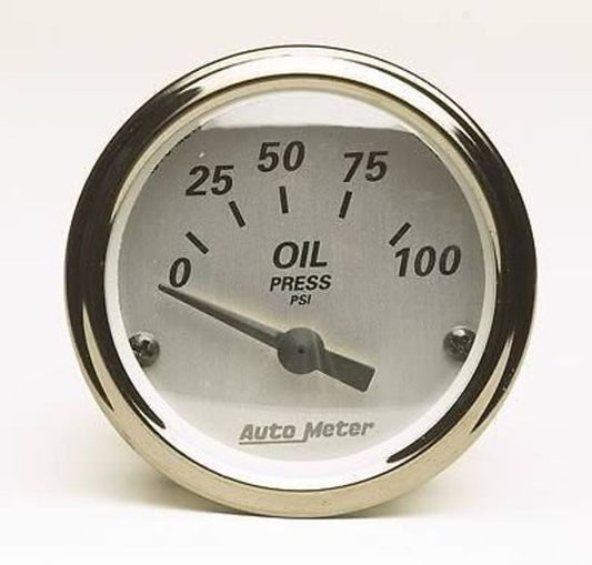 AutoMeter AU1928 American Platinum 2-1/16" Elec Oil Pressure Gauge 0-100 PSI