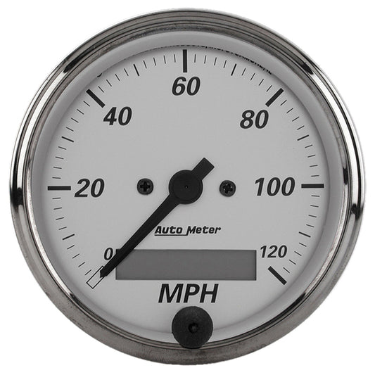 AutoMeter AU1988 American Platinum Speedometer 3-1/8" In-Dash Elec Programmable 0-120 MPH