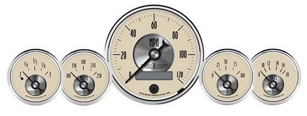 AutoMeter AU2000 Prestige 5 Gauge Kit Speedo Fuel Water Temp Oil Volts