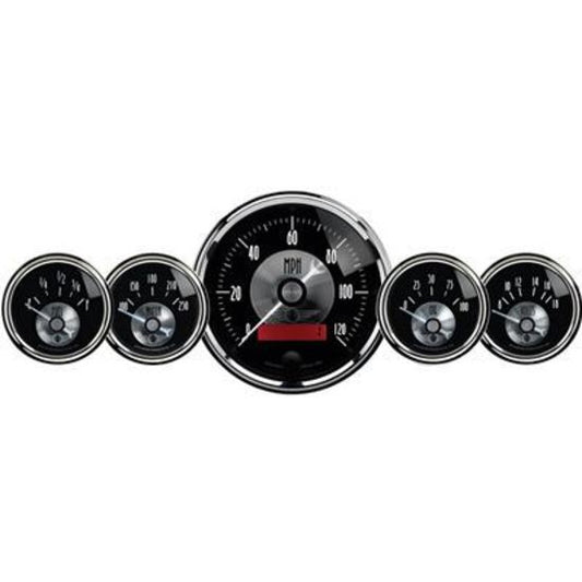 AutoMeter 2001 5 PC. GAUGE KIT, 3-3/8" & 2-1/16", ELEC. SPEEDO W/LCD ODO, PRESTIGE BLK. DIAMOND