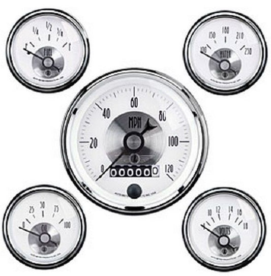 AutoMeter AU2006 Prestige 5 Gauge Kit 3-3/8" Speedo - 2-1/16" Temp/Oil/Volt/Fuel