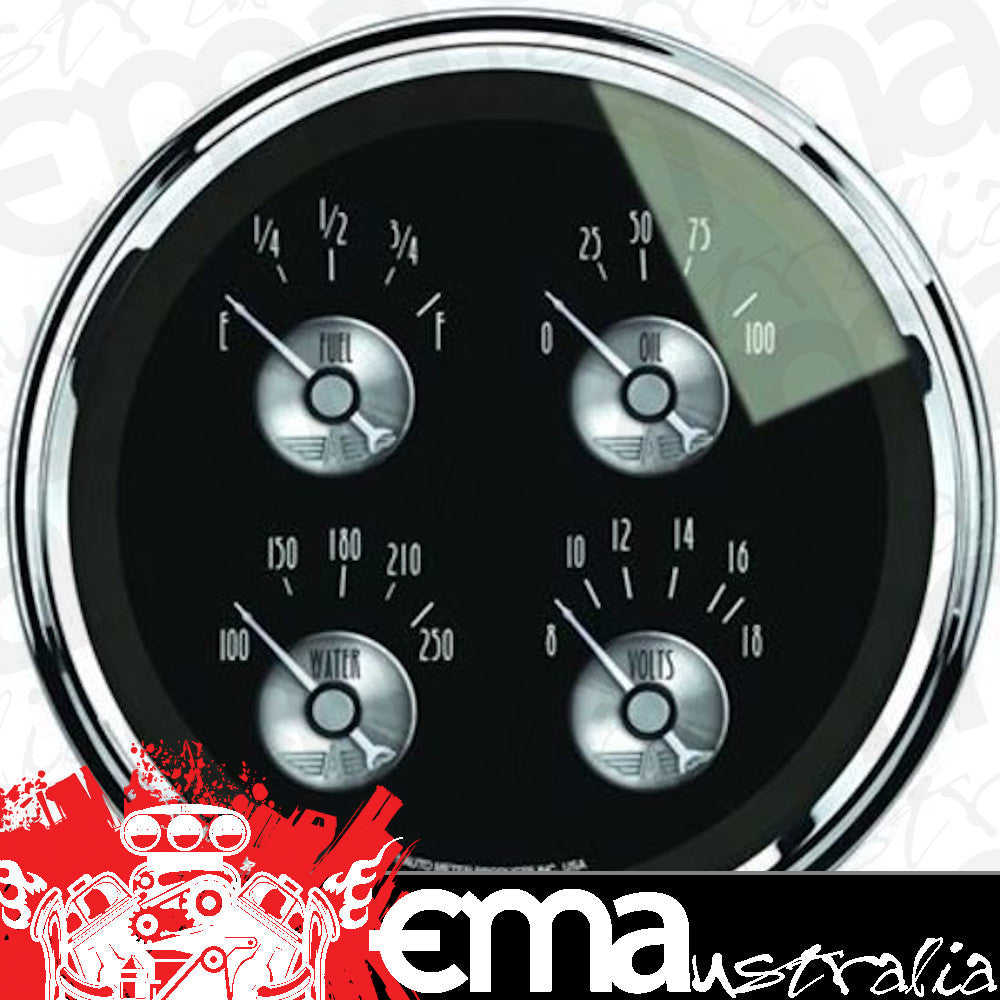 AutoMeter AU2012 Prestige 5" Quad Gauge 0-90 OHMS Fuel Level Oil Pressure Water Temperature Voltmeter Kit