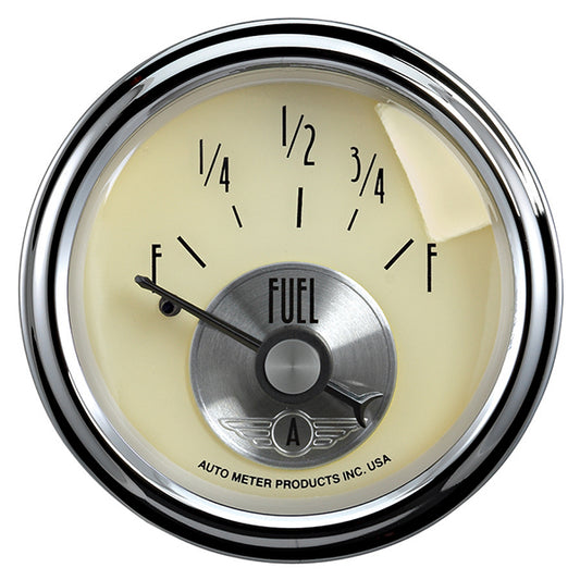AutoMeter AU2013 Antique Ivory Fuel Level Gauge 2-1/16" 0 OHMS Empty/90 OHMS Full Short Sweep Elec </Span>