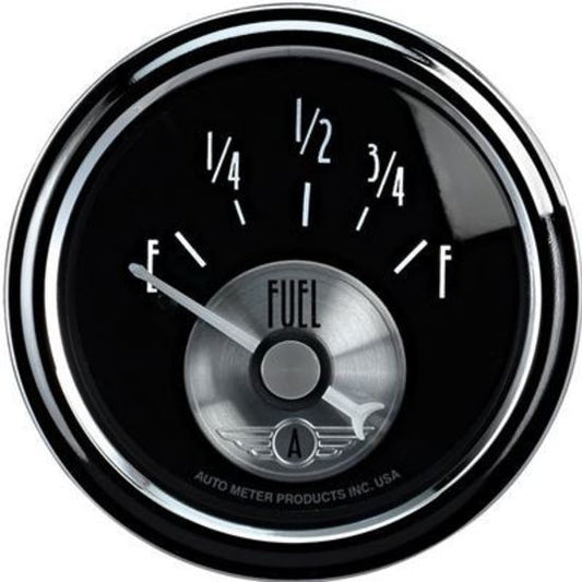 AutoMeter AU2014 Prestige Fuel Level 0/90 OHMS 2-1/16" Diameter Black Face Analog Elecal