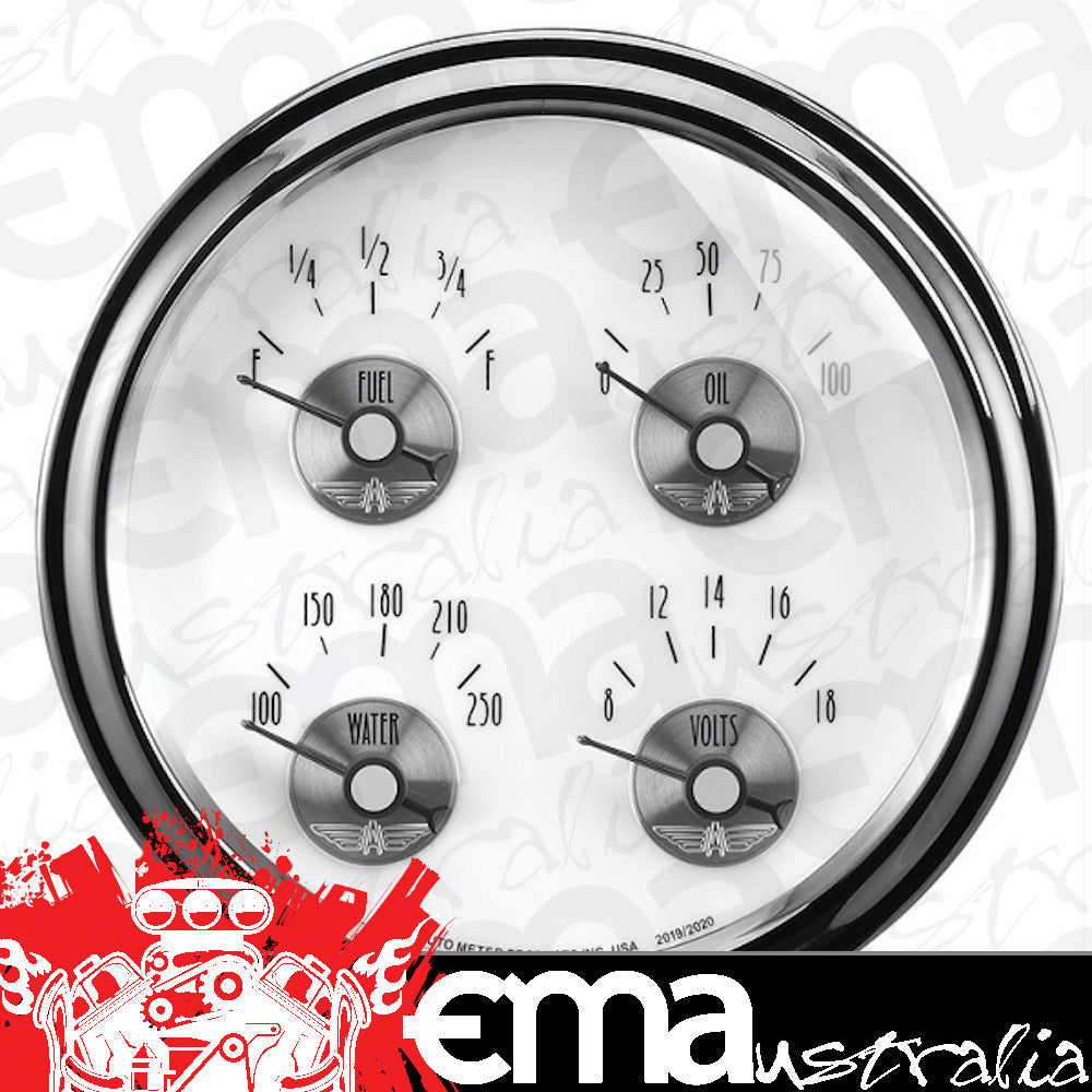 AutoMeter AU2020 Prestige - Pearl Quad Gauge 5" Fuel Level 0E-90F Volts Oil Pressure Water Temperature