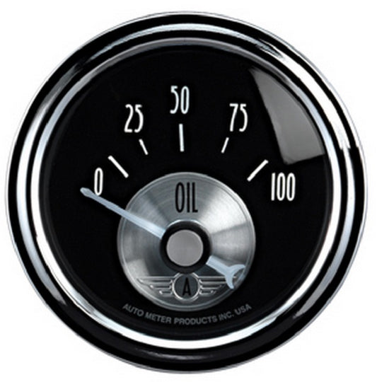 AutoMeter AU2028 Prestige - Black Diamond Oil Pressure Gauge 2-1/16" Short Sweep Elec 0-100 PSI